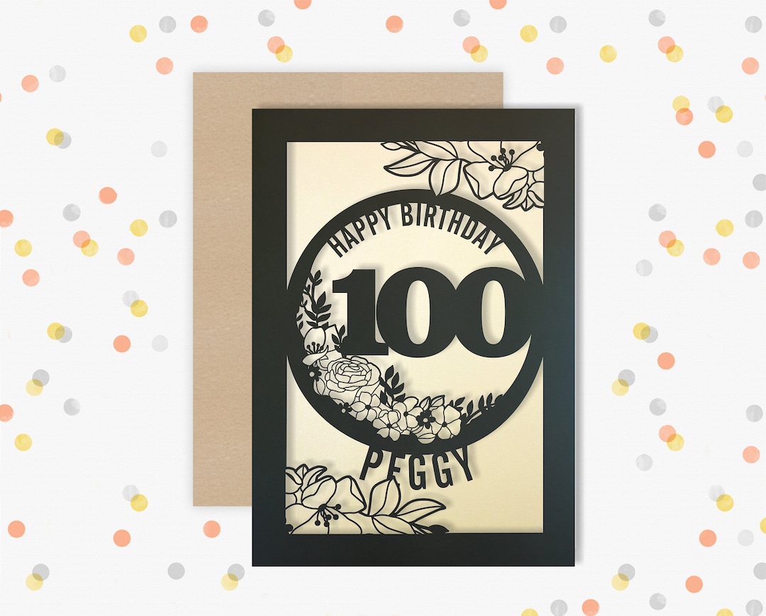 Personalised 100th Birthday Card Papercut Floral Design Card for Her ...