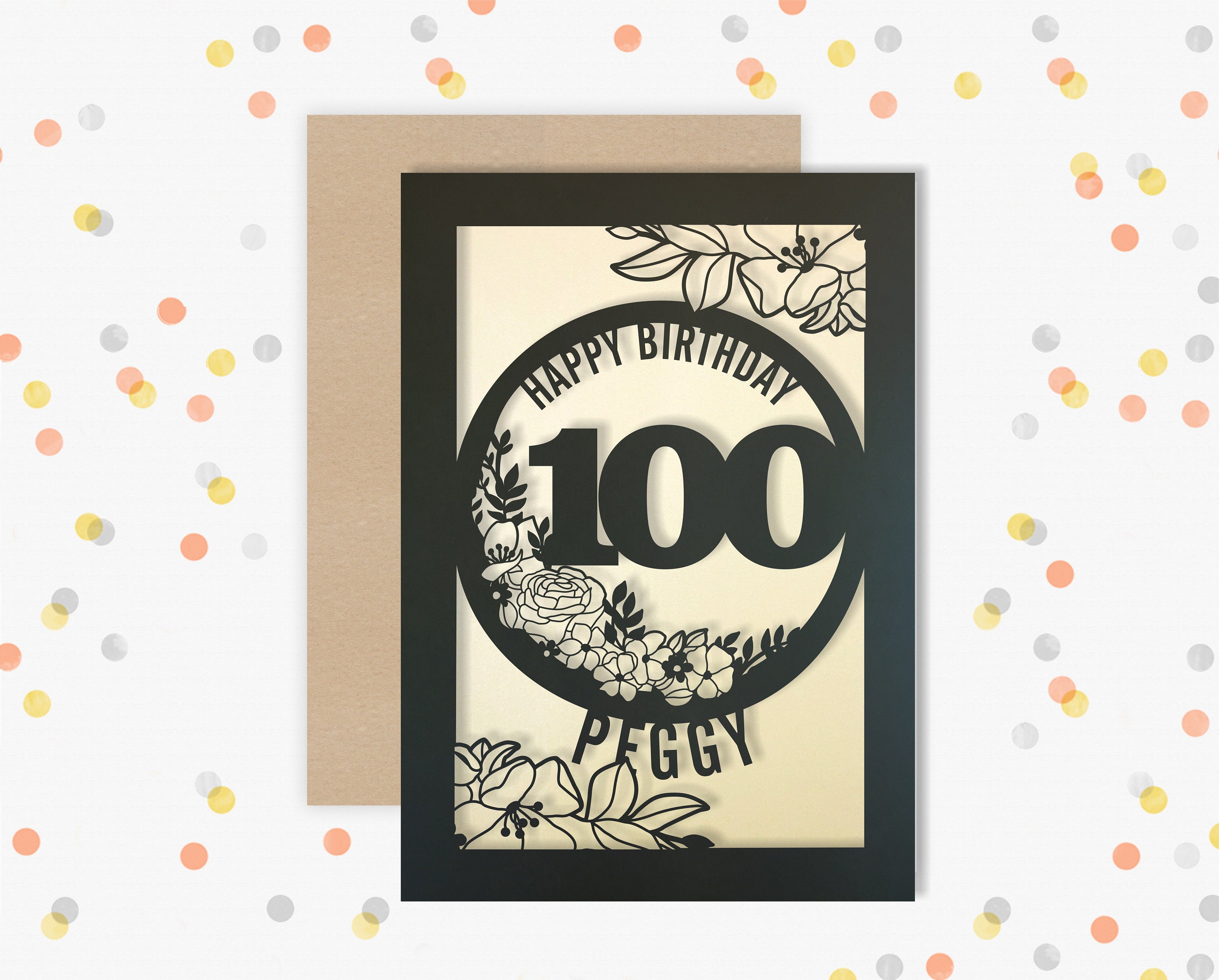 Personalised 100th Birthday Card Papercut Floral Design Card for Her ...