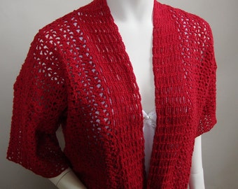 Red Kimono Cardigan, Crochet Cardigans for Women, Hemp Cardigan, Mom Gift, Thinking of You Gift, Best Friend Gift, Sizes S/M and M/L
