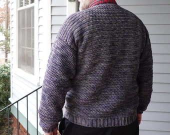 Mens Wool Sweater, Wool Sweater Men, Merino Wool Sweater, Gray Sweater, Men's Crochet Sweater, Unisex Crochet Sweater, Available in M and L