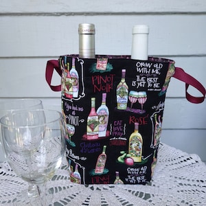Wine Bottle Tote Bag: Reusable Fabric Gift Bag for Two