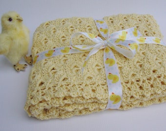 Crochet Baby Blanket, Yellow Cotton Baby Blanket, Newborn Baby Blanket, New Baby Gift, Cottontail Baby Blanket, Baby Shower Gift