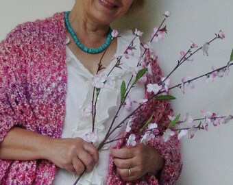 Shawls and Wraps, Crochet Shawl Pink Acrylic, Cherry Blossom Shawl, Thinking-of-You Gift, Mother's Day Gift, Mom Gift, Breast Cancer