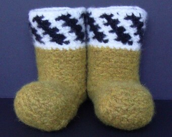 Crochet Booties, Yellow Felted Wool Bootiers, Non Skid Slipper Socks, Slipper Socks Women, Thinking of You Gift, Teen Girl Gift, Women's 5