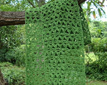 Bufandas para mujeres, bufanda de ganchillo, bufanda de encaje de algodón de cáñamo verde, bufandas de ganchillo, bufanda de verano, regalo del Día de la Madre, regalos para ella