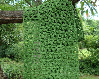 Scarves Women, Crochet Scarf, Green Hemp Cotton Lace Scarf, Crocheted Scarves, Summertime Scarf, Mother's Day Gift, Gifts for Her