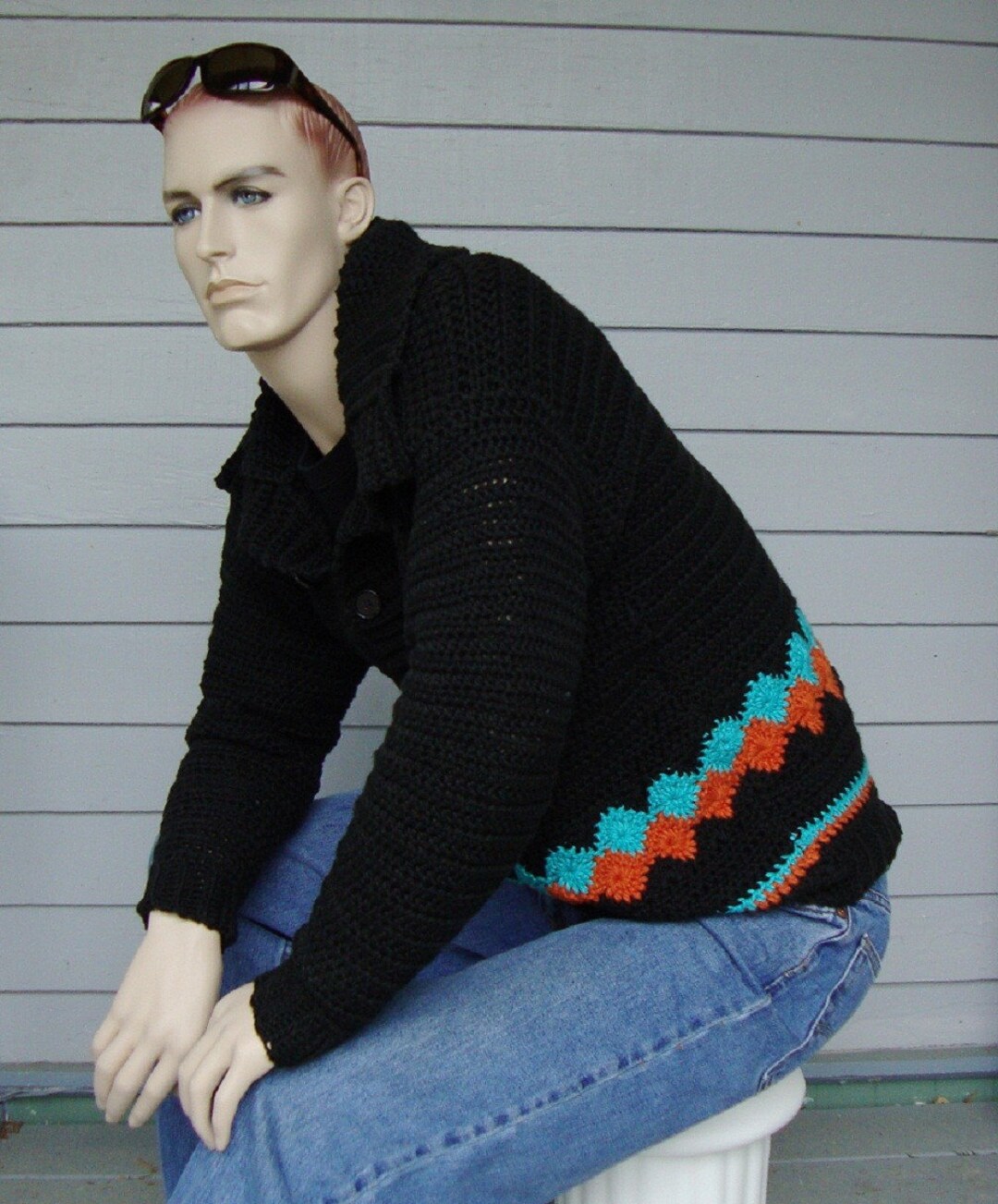 Buy Men's Sweater Black Cotton Sweater Men's Crochet Online in India Etsy