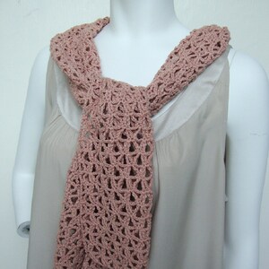 Crochet Scarf, Pink Hemp Cotton Scarf, Lace Scarf, Summer Scarf, Gift for Her, Mom Gift, Best Friend Gift, Hand Crocheted Scarf image 5