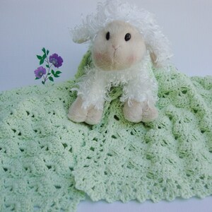 Heirloom Baby Gift, Soft Green Cotton Baby Blanket, Crochet Baby Blanket, Newborn Baby Gift, Unisex  Baby Shower Gift, Christening Gift