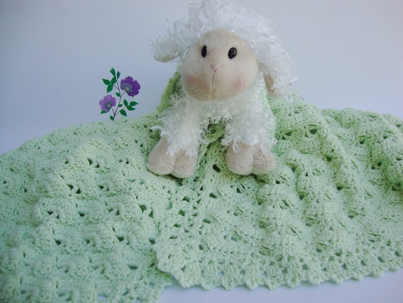 Baby Blankets, Crochet Baby Blanket, Green Cotton Blanket, Newborn Baby