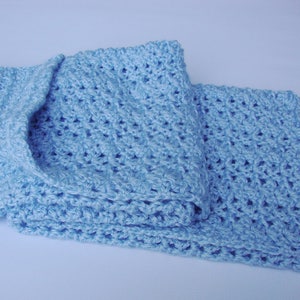 Crochet Baby Blue Blanket, Acrylic Baby Blanket, Baby Boy Gift, Baby Shower Gift, Available also a Pair of Mini Blankets for Little Fingers image 3