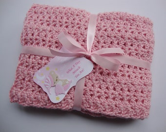 Pink Crochet Blanket, Crochet Baby Blanket, Newborn Baby Blanket, Acrylic Blanket, Baby Girl Gift, Baby Shower Gift, New Baby Gift