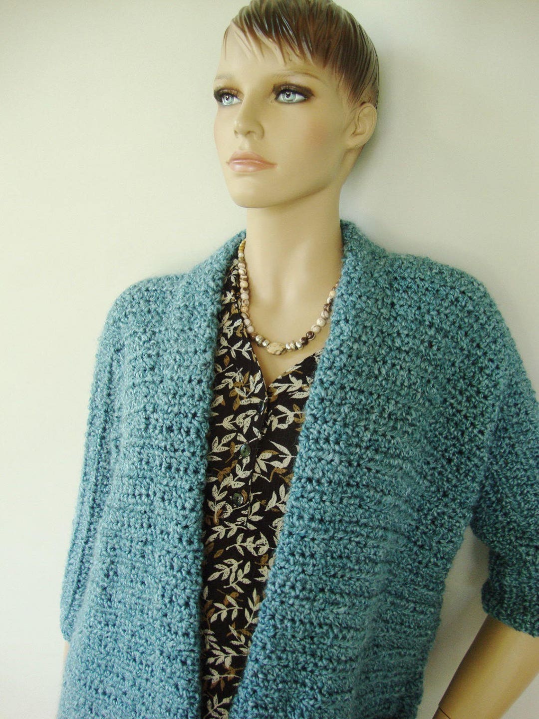 Crochet Shawl Cardigan, Cozy Cardigan, Cardigan Sweaters for Women, Blue Green Cardigan, Gift