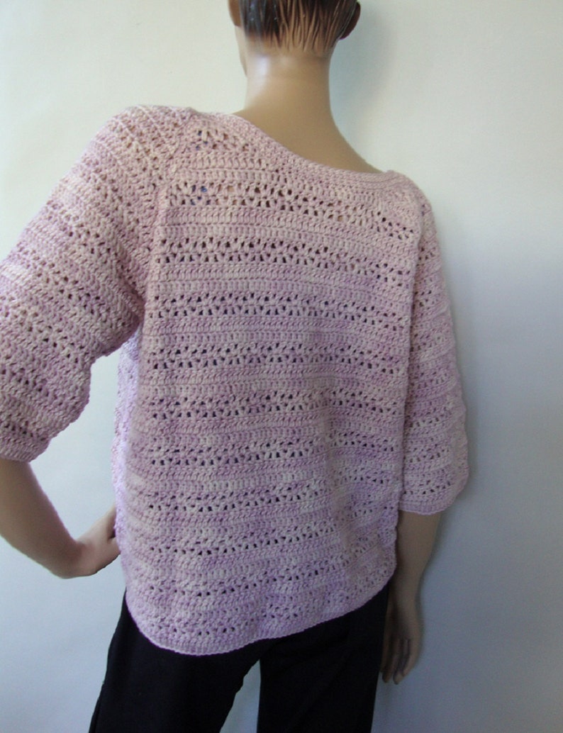 Women's Cardigan, Crochet Cardigan, Pink Merino Wool Cardigan, Rose Garden Cardigan, Mom Gift, Gift for Her, Mother's Day Gift, Size L image 3