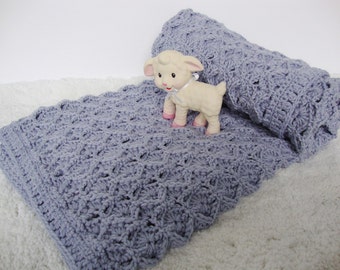 Crochet Baby Blanket, Merino Wool Baby Blanket, Blue Baby Blanket, Newborn Blanket, New Baby Gift, Lullaby Baby Blanket, Christening Gift