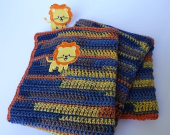 Crochet Lion Prince Baby Blanket: Soft Acrylic Toddler Nap Blanket