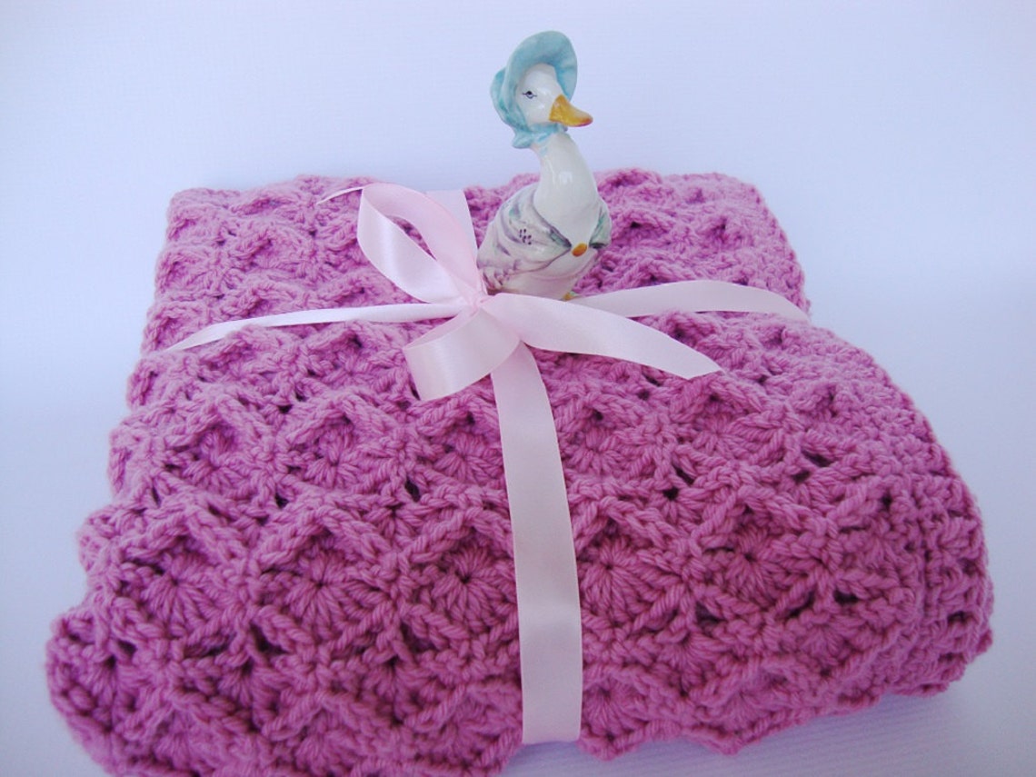 Crochet Baby Blanket Merino Wool Pink Baby Blanket Rose Baby Etsy