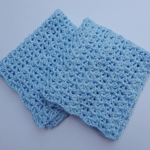 Crochet Baby Blue Blanket, Acrylic Baby Blanket, Baby Boy Gift, Baby Shower Gift, Available also a Pair of Mini Blankets for Little Fingers 2 Mini Blankets