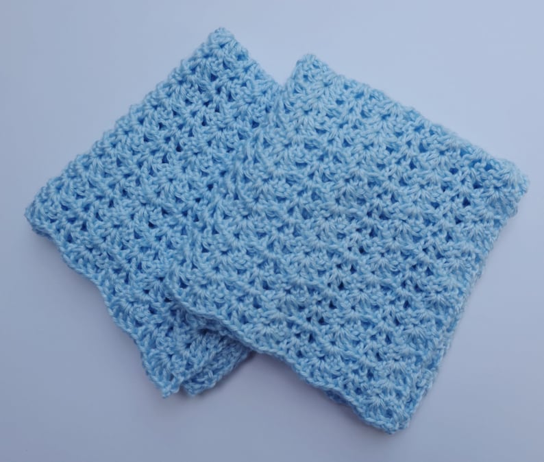 Crochet Baby Blue Blanket, Acrylic Baby Blanket, Baby Boy Gift, Baby Shower Gift, Available also a Pair of Mini Blankets for Little Fingers 2 Mini Blankets