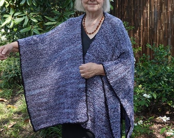 Gift for Her, Mom Gift, Hand-knit Shawl Poncho, Celtic Ruana Wrap, Cozy Shawl Wrap, Wool Blend Wrap, Mother's Day Gift, Layering Piece