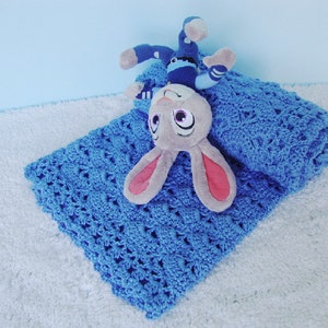 Crochet Baby Blanket, Blue Cotton Baby Blanket, Baby Boy Gift, Newborn Baby Blanket, Baby Shower Gift, Gift for Baby Boy, Cottontail Blanket