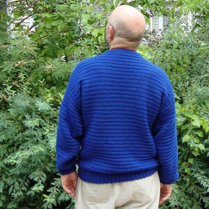 Sweater Men, Men's Wool Sweater, Men's Crochet Sweater, Crochet Sweater Men, Blue Sweater, Royal Blue Sweater, Gifts for Him, Available in M image 4