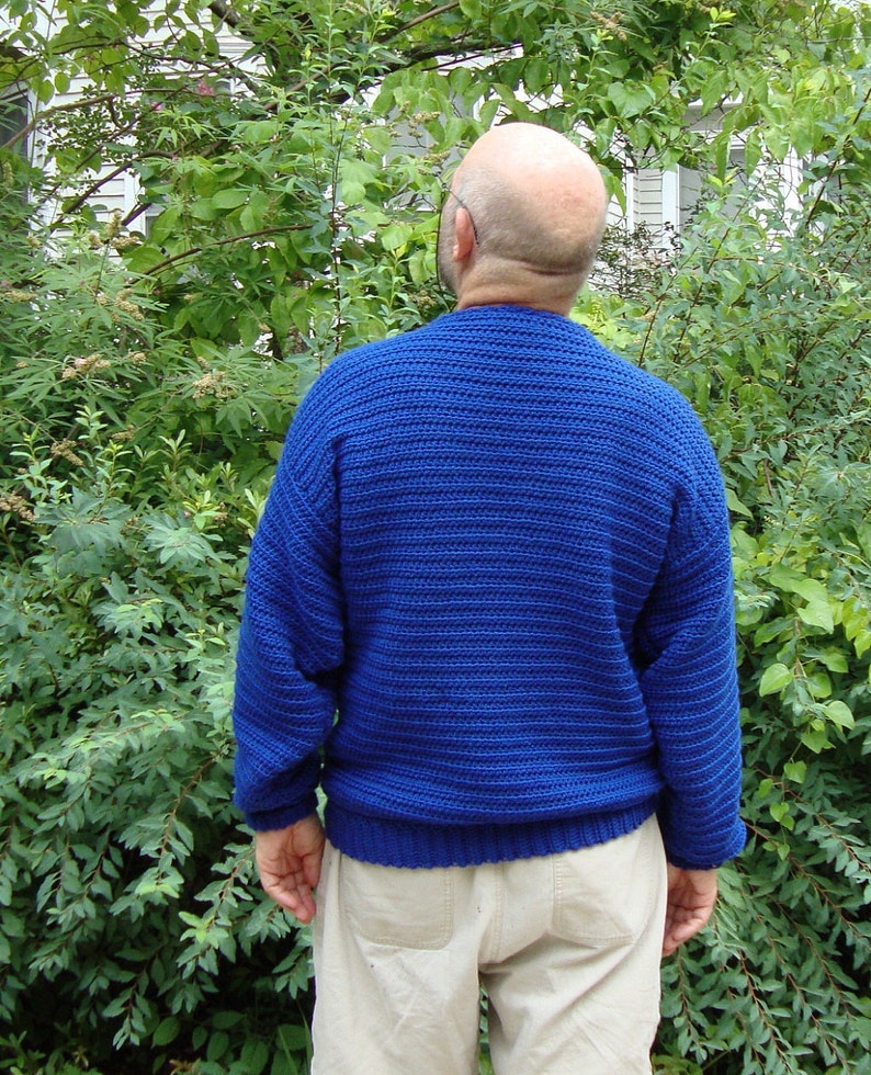 Sweater Men, Men's Wool Sweater, Men's Crochet Sweater, Crochet Sweater Men, Blue Sweater, Royal Blue Sweater, Gifts for Him, Available in M image 4
