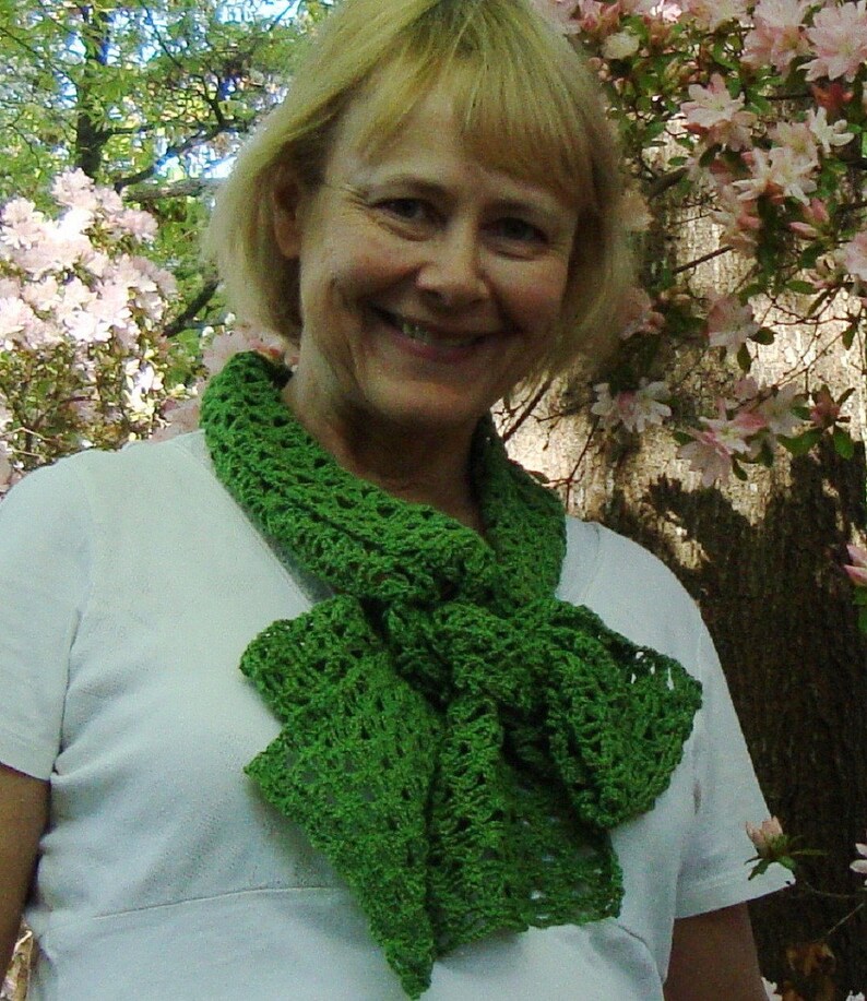 Scarves Women Crochet Scarf Green Hemp Cotton Lace Scarf Etsy