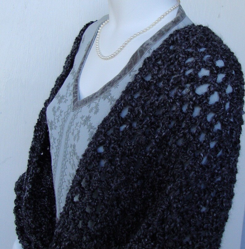 Meditation Shawl, Cozy Warm All-Weather Acrylic Crochet Shawl, Graphite Gray Shawl, Grandpa Gift, Thinking of You Gift, Gifts for Him image 4