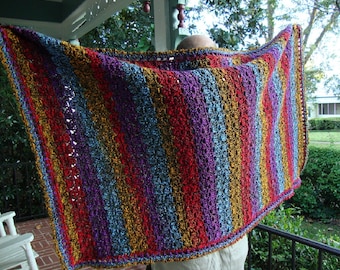 Crochet Blanket, Rainbow Throw, Thinking-of-You Gift, Get-Well Gift, Crocheted Lap Blanket, Acrylic Blanket, Best Friend Gift, Mom Gift