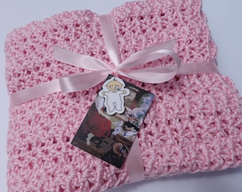 Rosa Baby Häkeldecke: weiche Acryl Neugeborene Decke