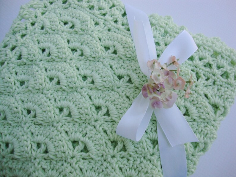 Baby Blankets, Crochet Baby Blanket, Green Cotton Blanket, Newborn Baby