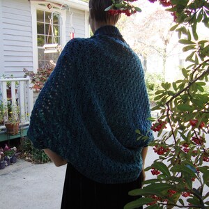 Crochet Shrug Turquoise, Wool Silk Cashmere Blend Shrug, Blue Green Wrap, Mother's Day Gift, Mom Gift, Get-Well Gift, Gifts for Her image 5