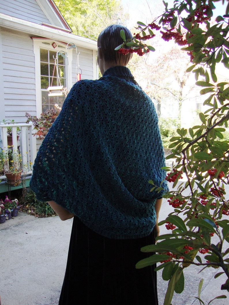 Crochet Shrug Turquoise, Wool Silk Cashmere Blend Shrug, Blue Green Wrap, Mother's Day Gift, Mom Gift, Get-Well Gift, Gifts for Her image 5