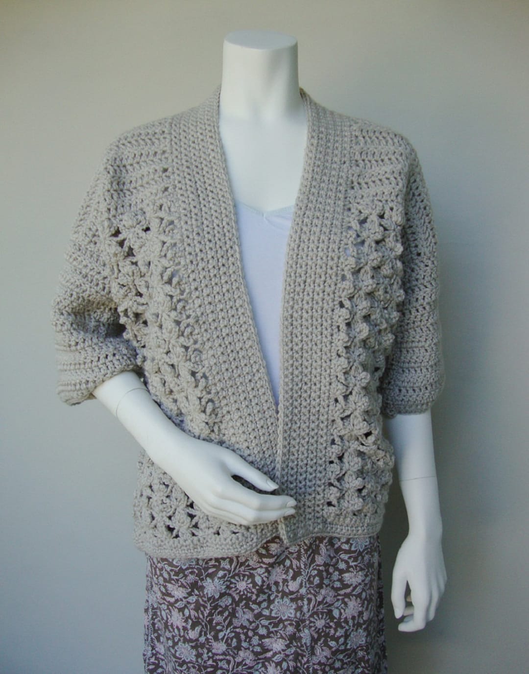 Women's Cardigan, Crochet Beige Cardigan, Kimono Style Cardigan ...