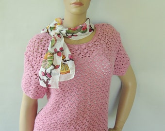 Crochet Sweater Pink Alpaca, Sweaters for Women, Crochet Tops for Women, Gift for Her, Mom Gift, Available in M and L