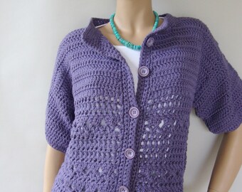 Crochet Cardigan Cotton Cardigan, Cardigan Women, Cardigans for Women, Blue Cardigan, Crocheted Cardigans, Available in M and L/XL