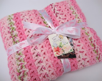 Gehäkelte Babydecke: Rosa Blüte Acryl Neugeborenen Decke