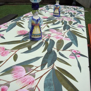 Floral Cotton Canvas Tablecloth: Australian Flora Print, Picnic Table Cloth