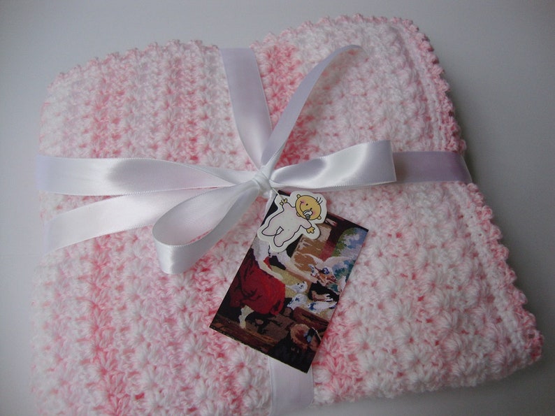 Crochet Baby Blanket, Christening Blanket, Gift for Baby Girl, Pink