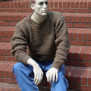 Sweater Men, Men&#39;s Wool Sweater, Men&#39;s Pullover Sweater, Crewneck sweater, Men&#39;s Crochet Sweater, Tan Sweater, Available in M