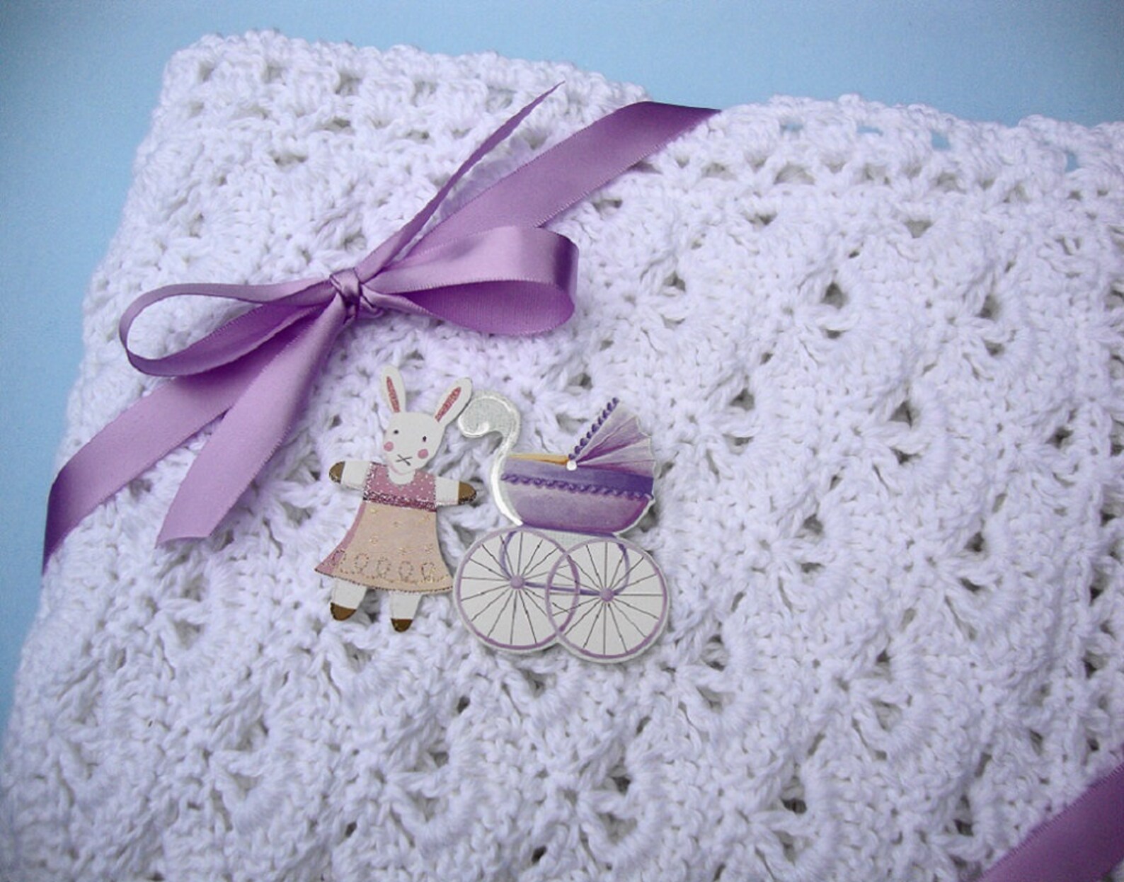 Crochet Baby Blanket, White Cotton Blanket, Gift for New Baby, Baby