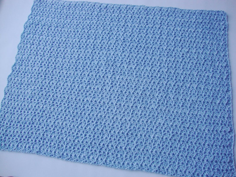 Crochet Baby Blue Blanket, Acrylic Baby Blanket, Baby Boy Gift, Baby Shower Gift, Available also a Pair of Mini Blankets for Little Fingers image 4