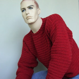 Sweater Men, Men's Red Wool Sweater, Holiday Sweater, Crochet Sweaters for Men, Gifts for Him, Husband Gift, Dad Gift, Available in M image 4