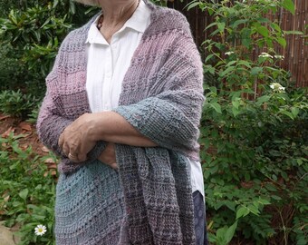 Hand-Crocheted Merino Wool Shawl: Cascading Waves Design