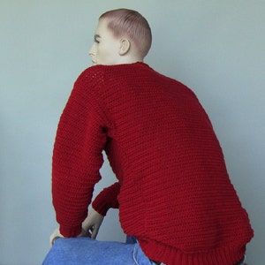 Sweater Men, Men's Red Wool Sweater, Holiday Sweater, Crochet Sweaters for Men, Gifts for Him, Husband Gift, Dad Gift, Available in M image 5