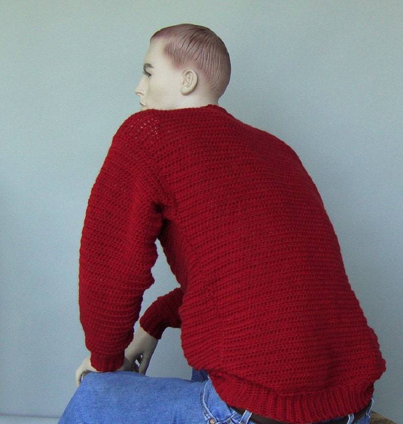 Sweater Men, Men's Red Wool Sweater, Holiday Sweater, Crochet Sweaters for Men, Gifts for Him, Husband Gift, Dad Gift, Available in M image 5