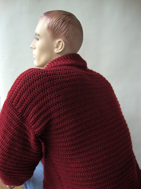toivima Men's Crochet Wool Sweater