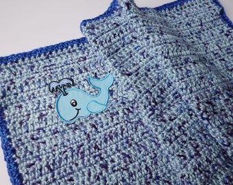 Crochet Baby Blanket, Blue Baby Whale Blanket, Nap Blanket, Crib Blanket, Cot Blanket, Gift for a Toddler, Baby Shower Gift, Baby Boy Gift