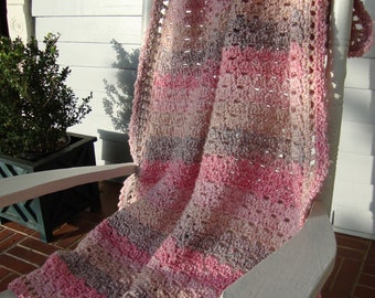 Crochet Throw, Mom Gift, Crochet Blanket, Pink Acrylic Blanket, Nap Blanket for a Teenage Girl, Afghan, Sweetheart Gift, Valentine Gift